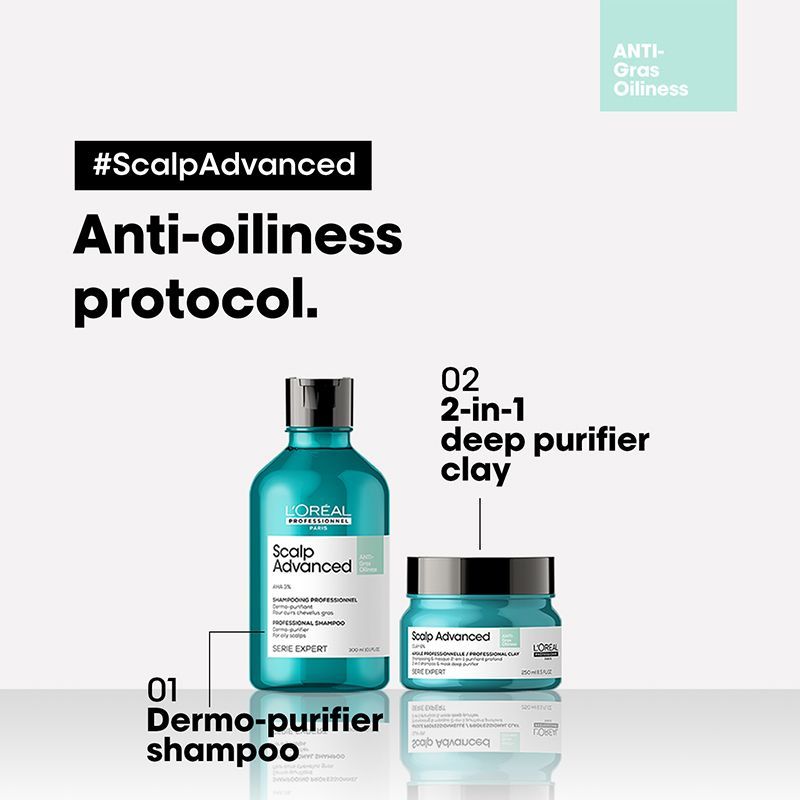 L'Oreal Professionnel Scalp Advanced Anti - Gras Oiliness Dermo Purifier Shampoo (300ml) L'Oréal Professionnel