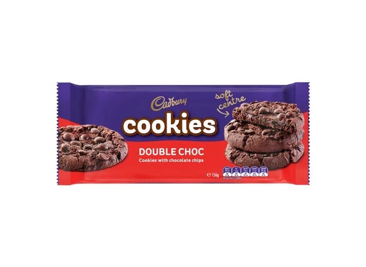 Cadbury Cookies Soft Centre Cookies Double Choc Cookies With Chocolate Chips Delicious (156 g) Beautiful