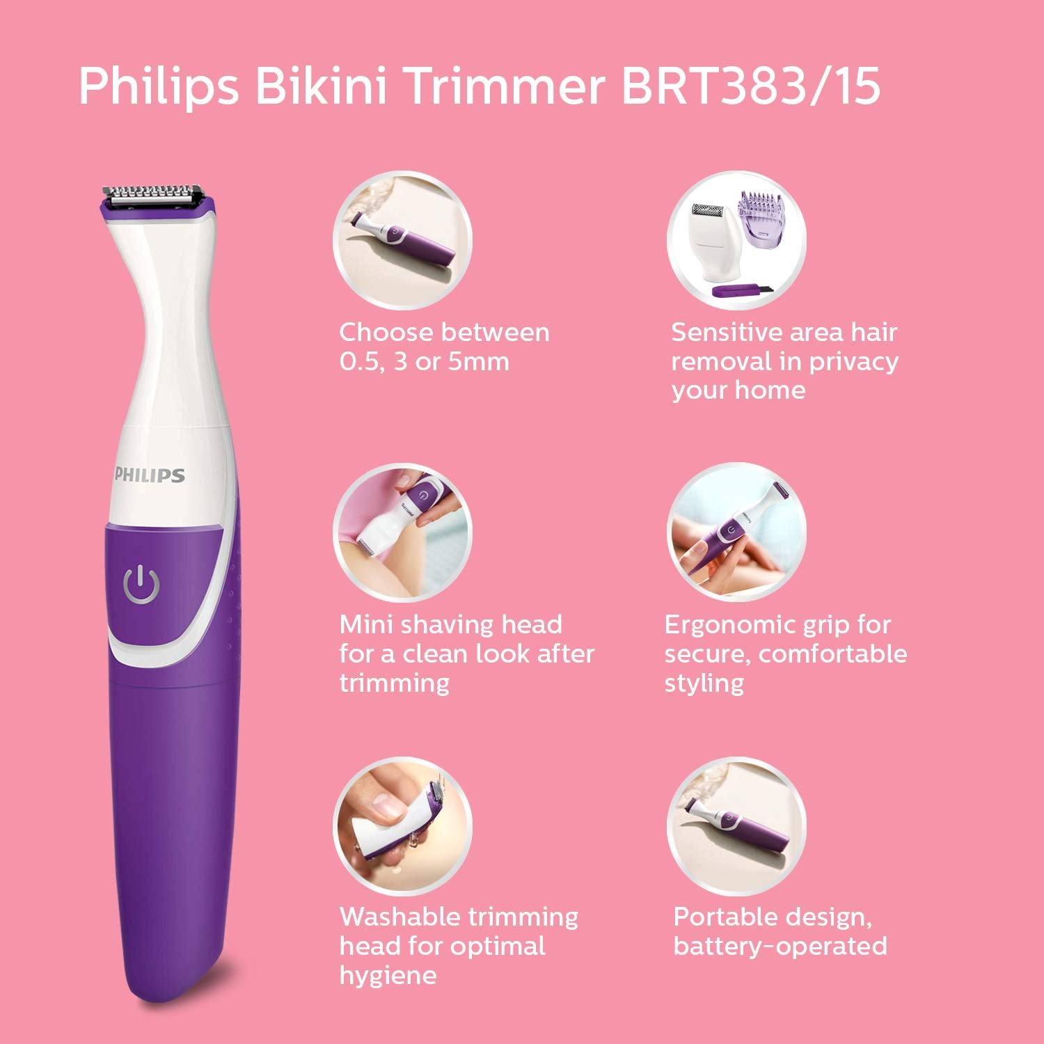 Philips Essential Bikini Trimmer BRT383/15 Trim Shave & Style Philips