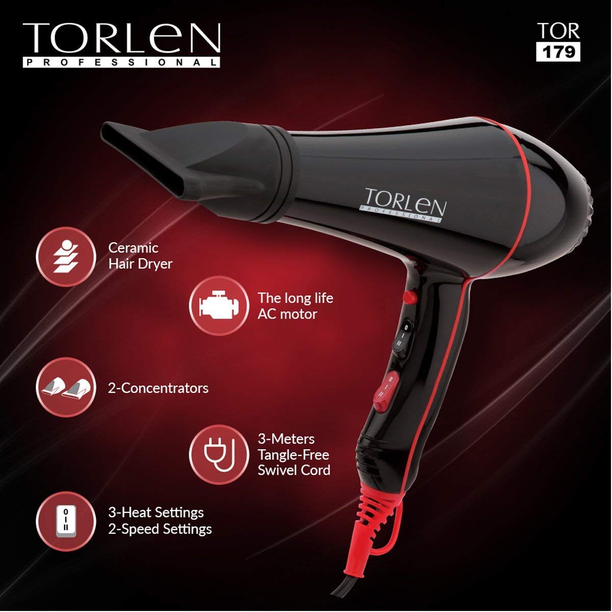 Torlen Professional 179 Hot And Cold Blow Hair Dryer Beautiful