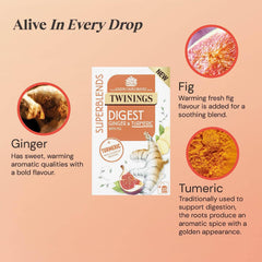 Twinings Digest Ginger & Turmeric 20 Tea Bags (40 g) Beautiful