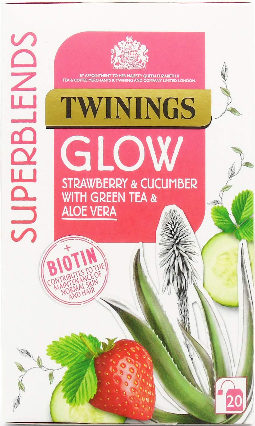 Twinings Superblends Glow Strawberry and Cucumber 20 Green Tea (40 g) Beautiful