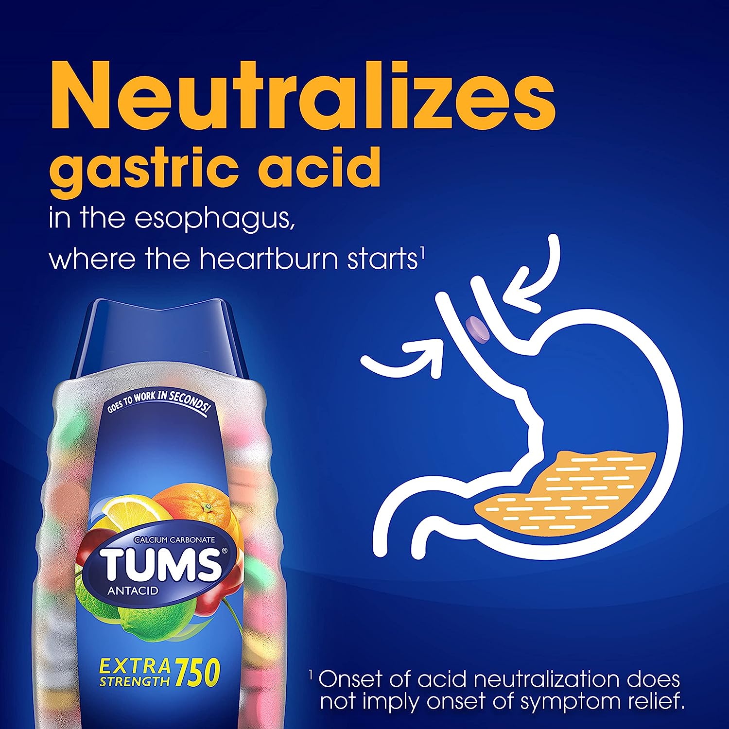 Tums Antacid Tablets for Chewable Heartburn Relief and Acid Indigestion Relief (100 units) Beautiful