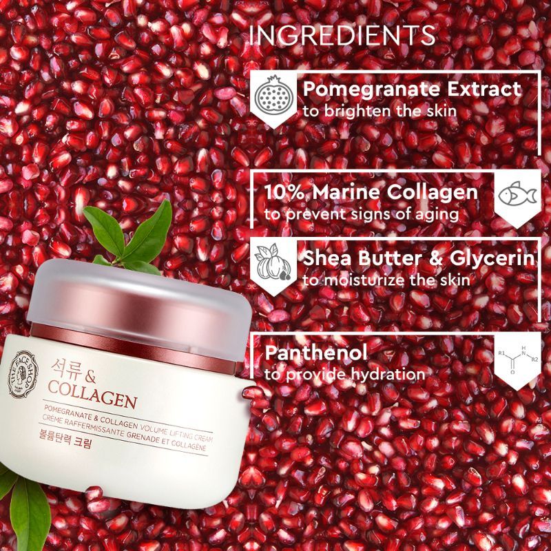 The Face Shop Pomegranate And Collagen Volume Lifting Cream With Marine Collagen (100ml) The Face Shop