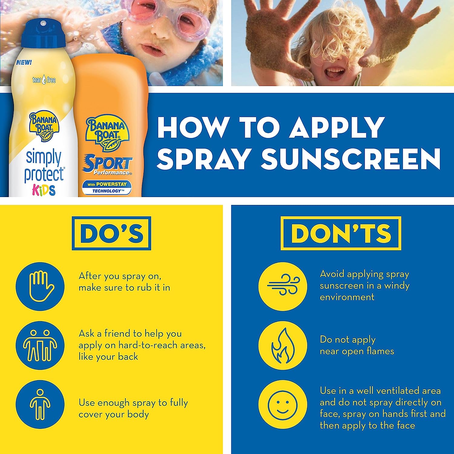 Banana Boat Kids Sport Tear-Free Sunscreen SPF 50 Spray (177 ml) Beautiful