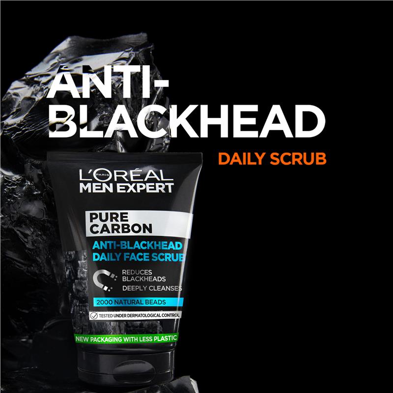 Loreal Men Expert Pure Carbon Anti-Blackhead Daily Face Scrub (100 ml) Loreal Men Expert