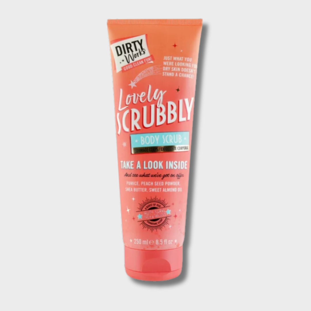 Dirty Works Lovely Scrubbly Body Scrub with Pumice & Peach Seed Powder & Shea Butter and Sweet Almond Oil (250ml) Dirty Works