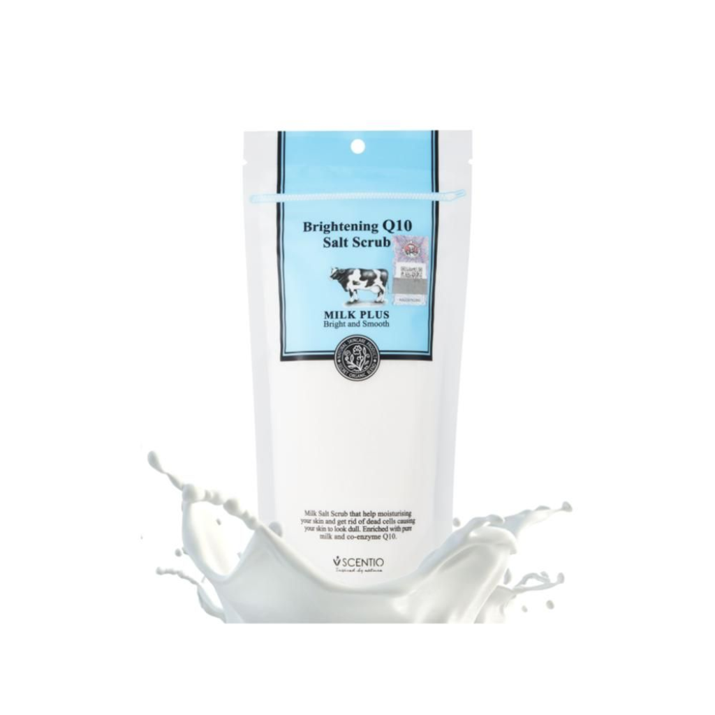 Scentio Organic Milk Plus Brightening Q10 Salt Scrub (300gm) Scentio