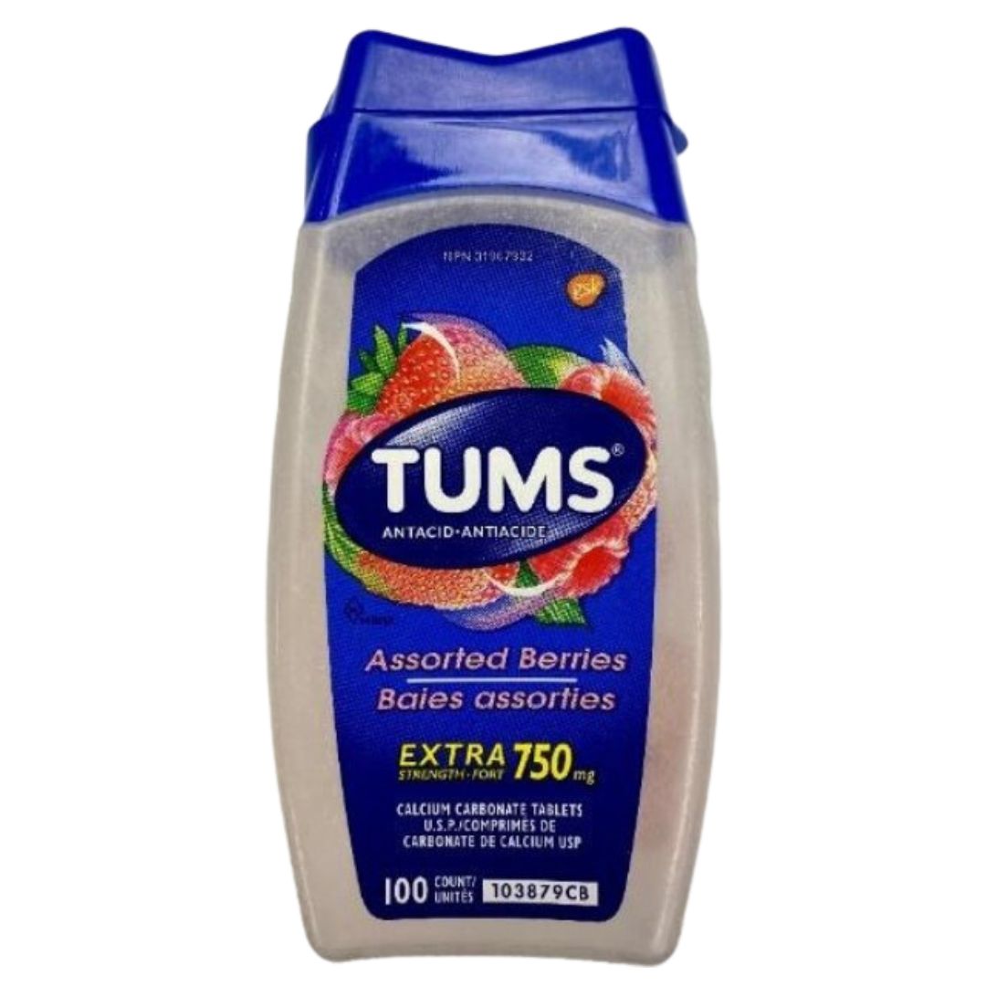 Tums Antacid Tablets for Chewable Heartburn Relief and Acid Indigestion Relief (100 units) Tums