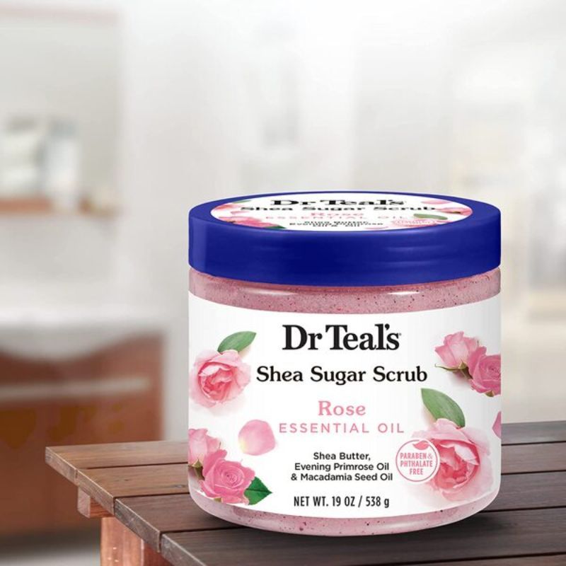 Dr Teal's Shea Sugar Body Scrub Rose With Essential Oil (538g) Dr Teal's