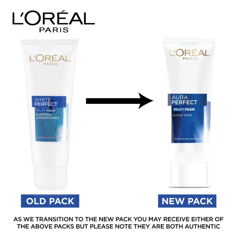L'Oreal Paris Aura Perfect Milky Foam Facewash, Cleansing + Brightening (100 ml) L'Oréal Paris Makeup