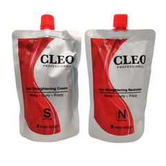 Cleo Pro Straightening Cream + Neutralizer Cream For Wavy Curly Frizzy (1000ml) Cleo Pro.