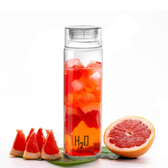 H2O Glass Fridge Water Bottle with Plastic Cap (1000ml) Cello