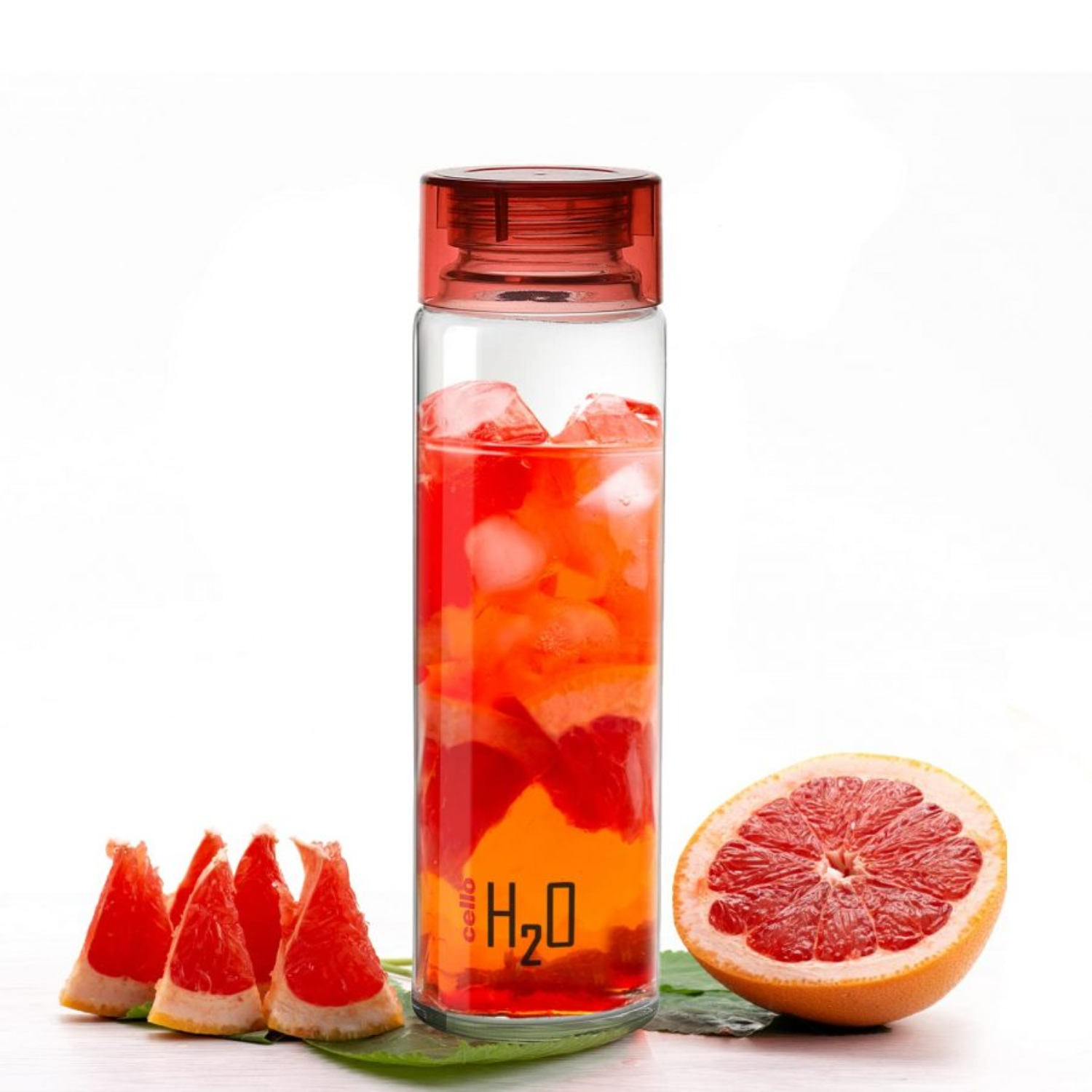 H2O Glass Fridge Water Bottle with Plastic Cap (1000ml) Cello