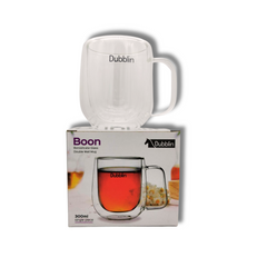 Dubblin Boon Double Wall Glass Tea Coffee Mug (300ml) Dubblin