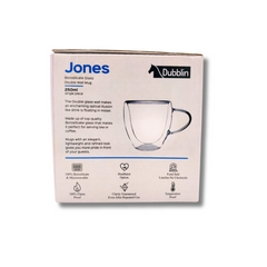 Dubblin Jones Double Wall Glass Tea Coffee Mug (250ml) Dubblin