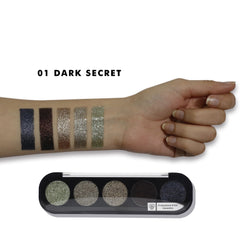 PAC Glitter Eyeshadow X5 - 01 (Dark Secret) PAC