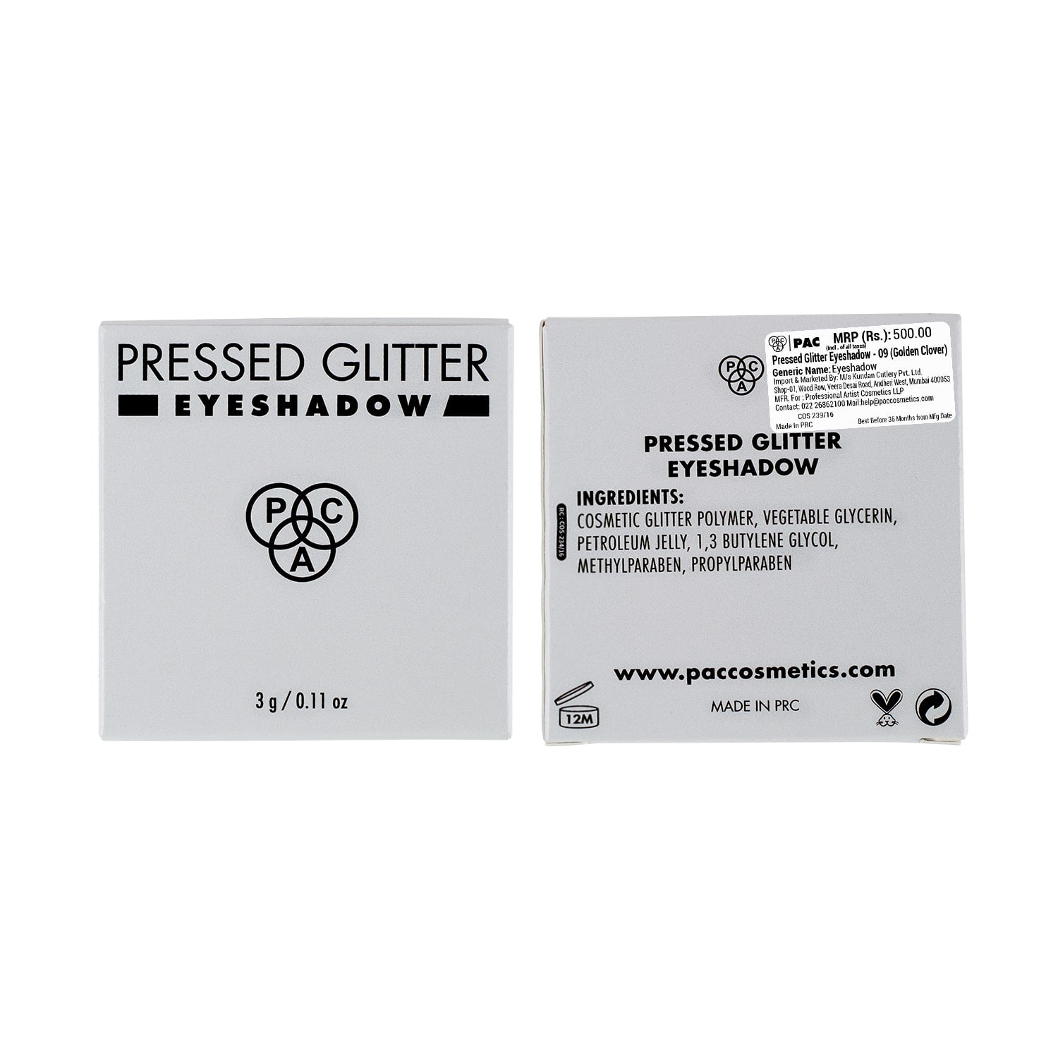 PAC Pressed Glitter Eyeshadow - 09 (Golden Clover) PAC
