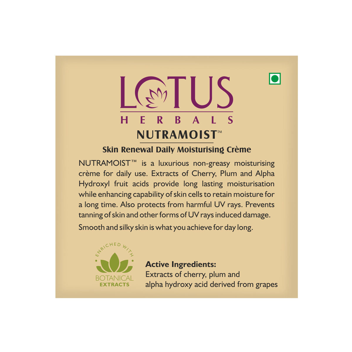 Lotus Herbal Nutramoist Skin Renewal Daily Moisturising Creme SPF-25 (50 g) Lotus Herbals