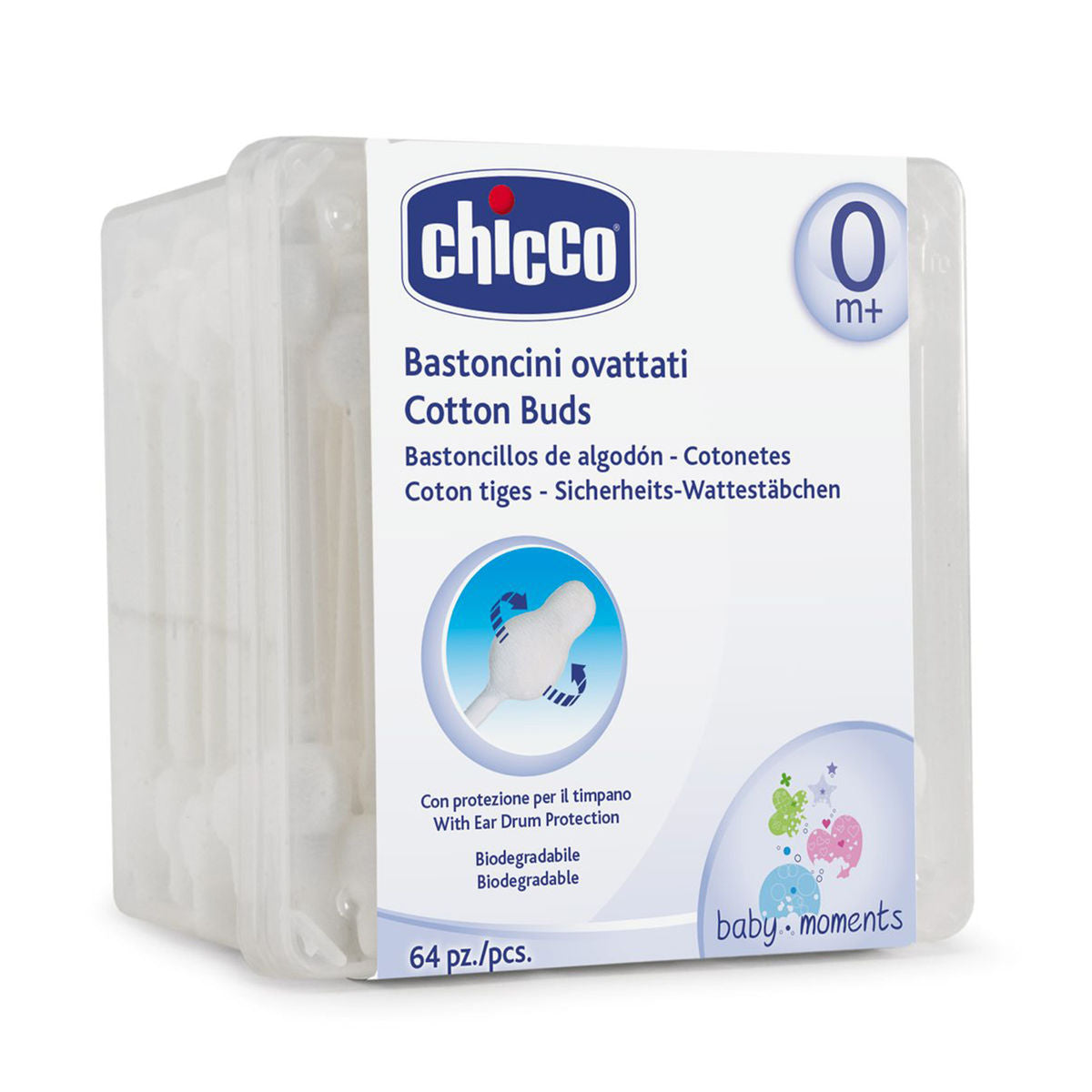 Chicco Cotton Buds Safe Hygiene With Ear Protection (64 Pcs) Chicco