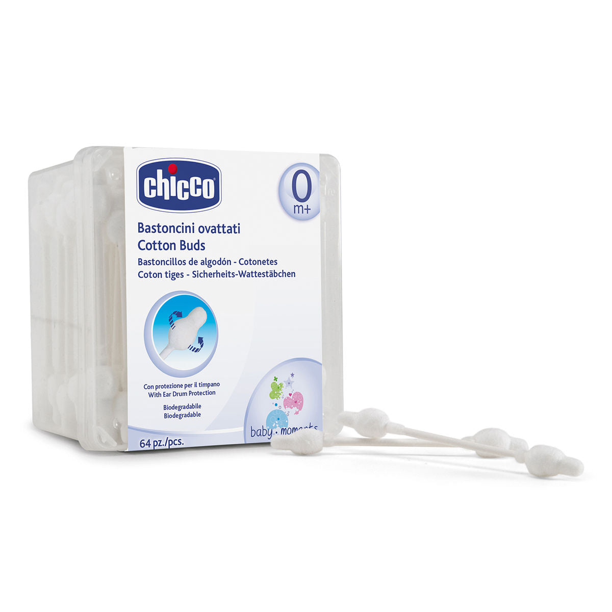 Chicco Cotton Buds Safe Hygiene With Ear Protection (64 Pcs) Chicco