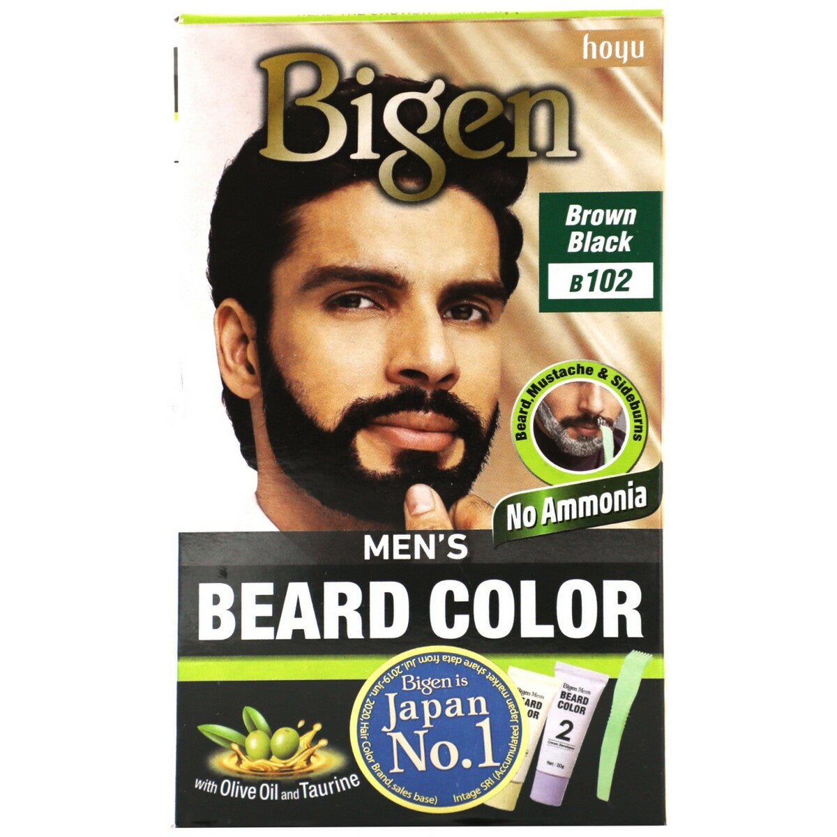 Bigen Men's Beard Color, Black Brown (B102) 40 g Bigen