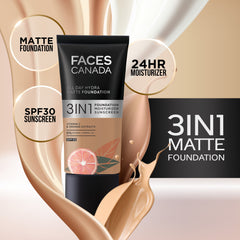 Faces Canada 3 In 1 All Day Hydra Matte Foundation - Soft Sand 041 (25ml) Faces Canada