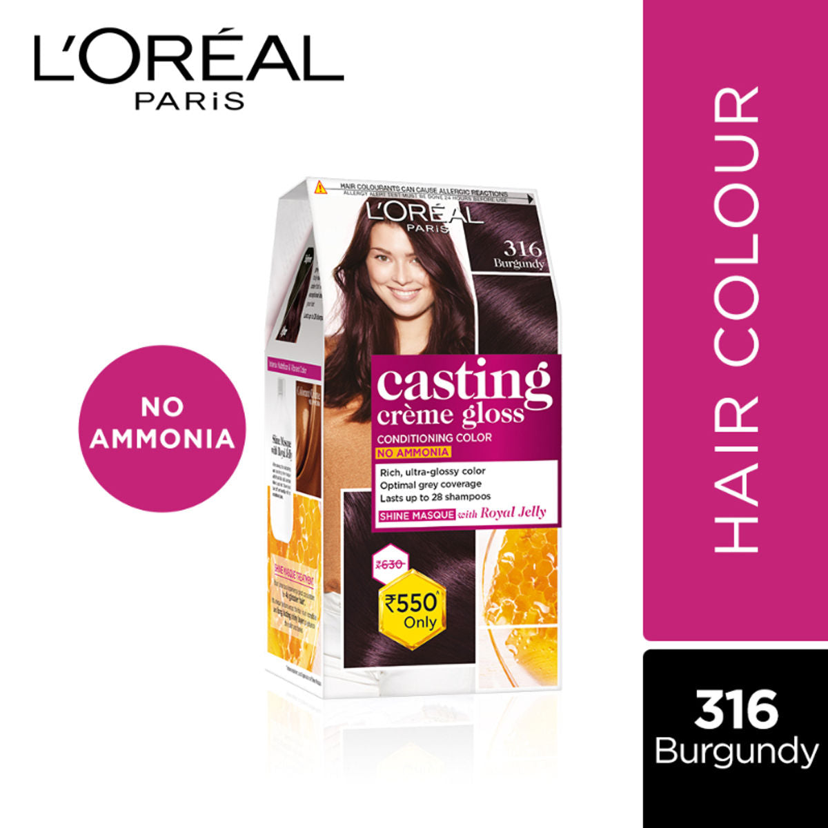 L'Oreal Paris Casting Creme Gloss Hair Color - Burgundy 316 (87.5 g + 72 ml) L'Oreal Paris