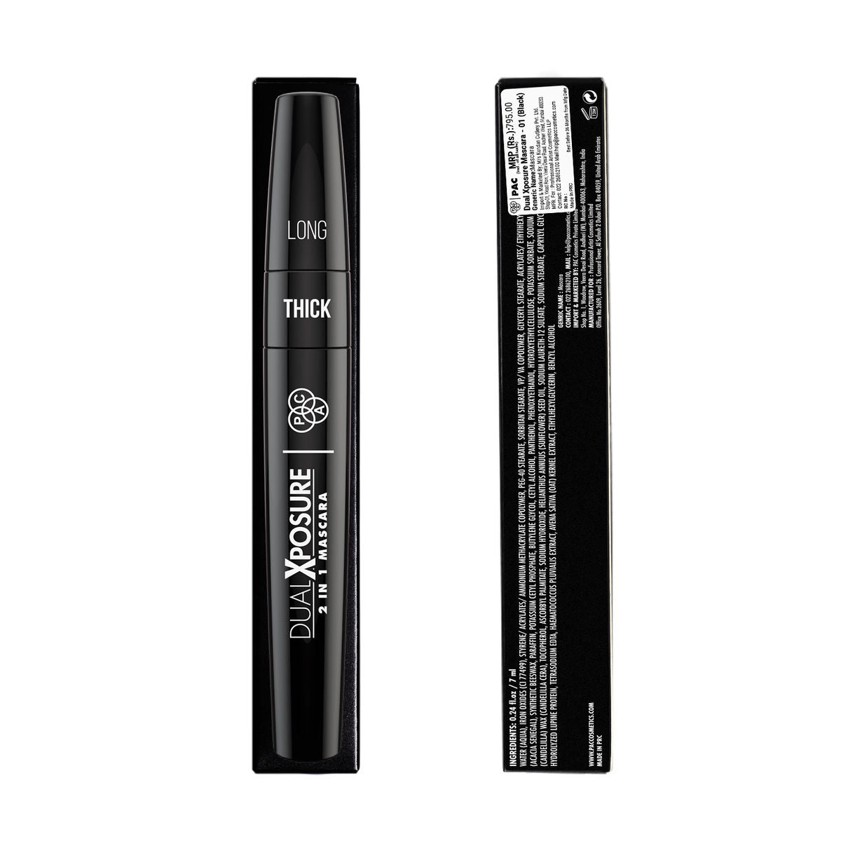 PAC Dual Xposure Mascara - 01 (black) (7ml) PAC