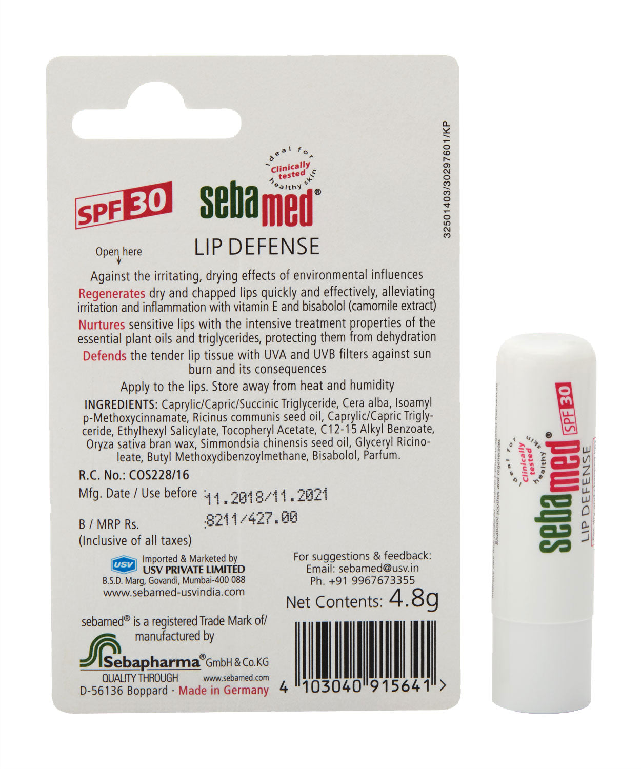 SebaMed Lip Defense Stick with SPF 30 (4.8 gm) SebaMed