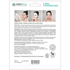 Mirabelle Cosmetics Korea Snail Facial Sheet Mask (25ml) Mirabelle