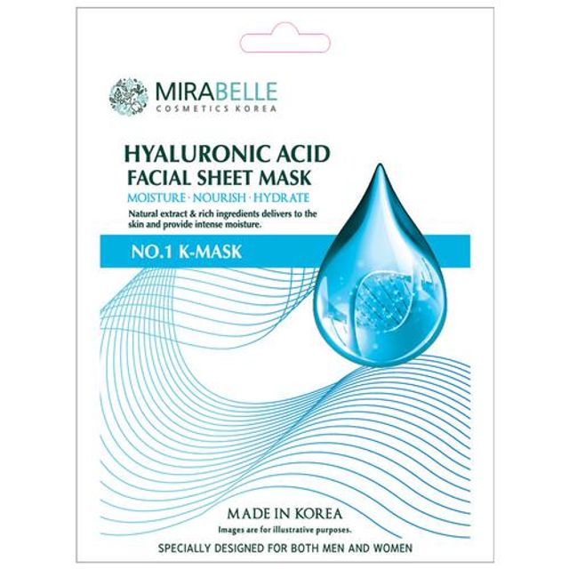 Mirabelle Cosmetics Korea Hyaluronic Acid Facial Sheet Mask (25ml) Mirabelle
