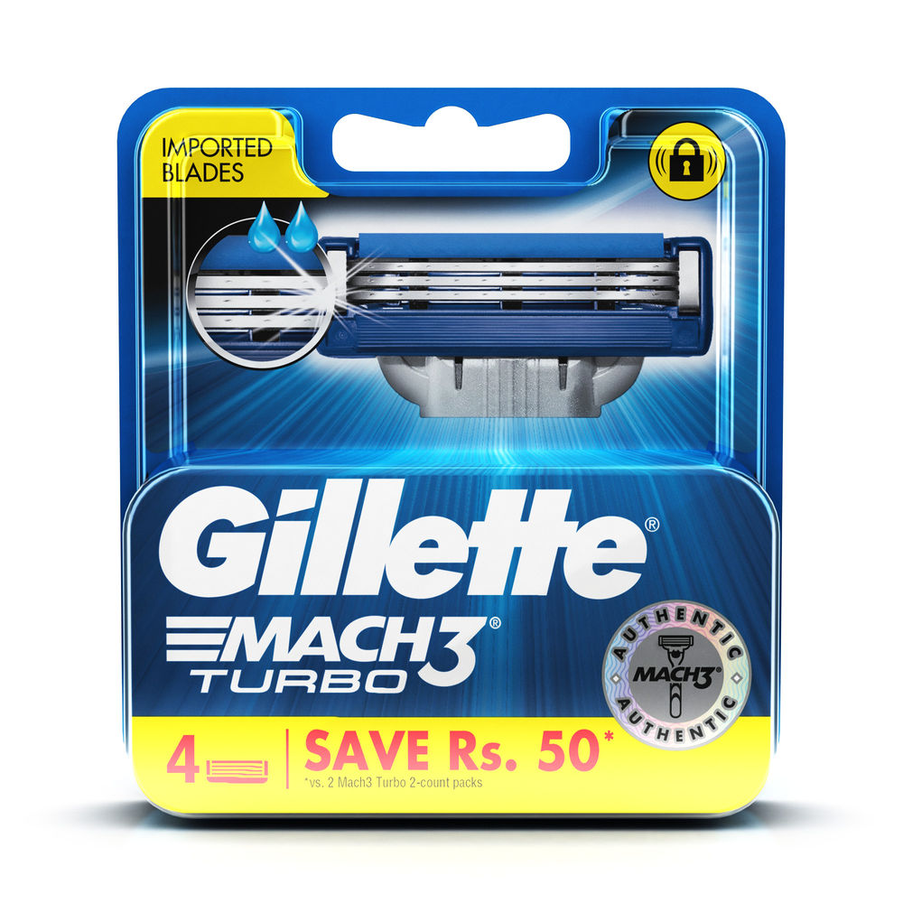 Gillette Mach3 Turbo Shaving Razor Blades (4 Cartridges) Gillette