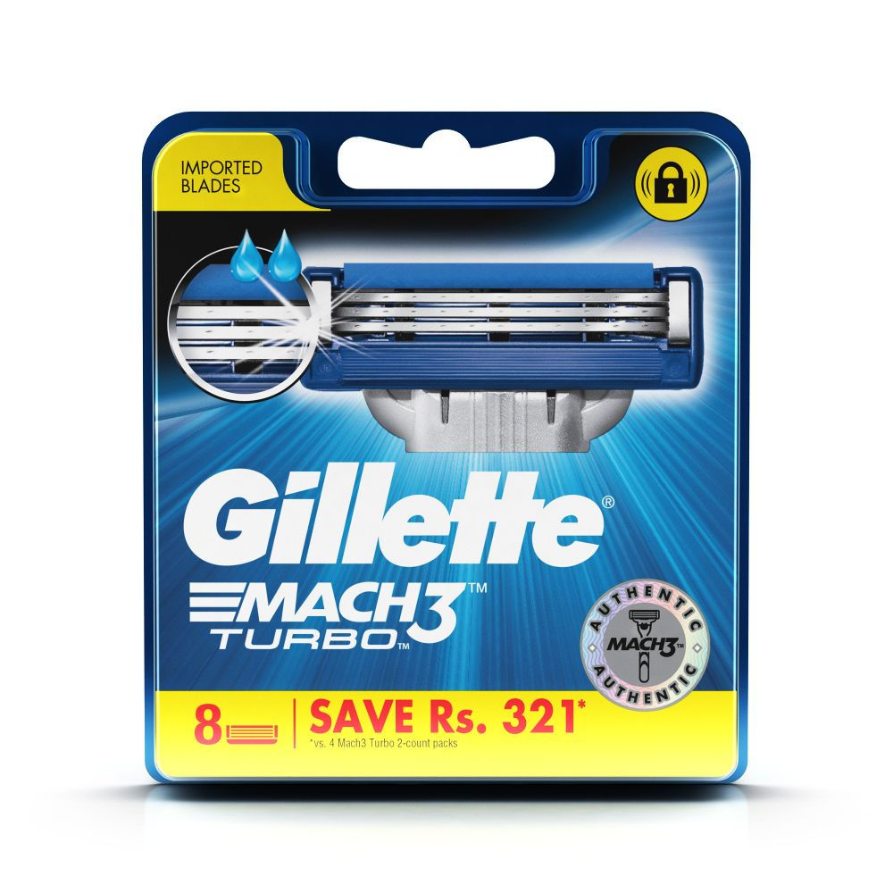 Gillette Mach3 Turbo Shaving Razor Blades (8 Cartridges) Gillette