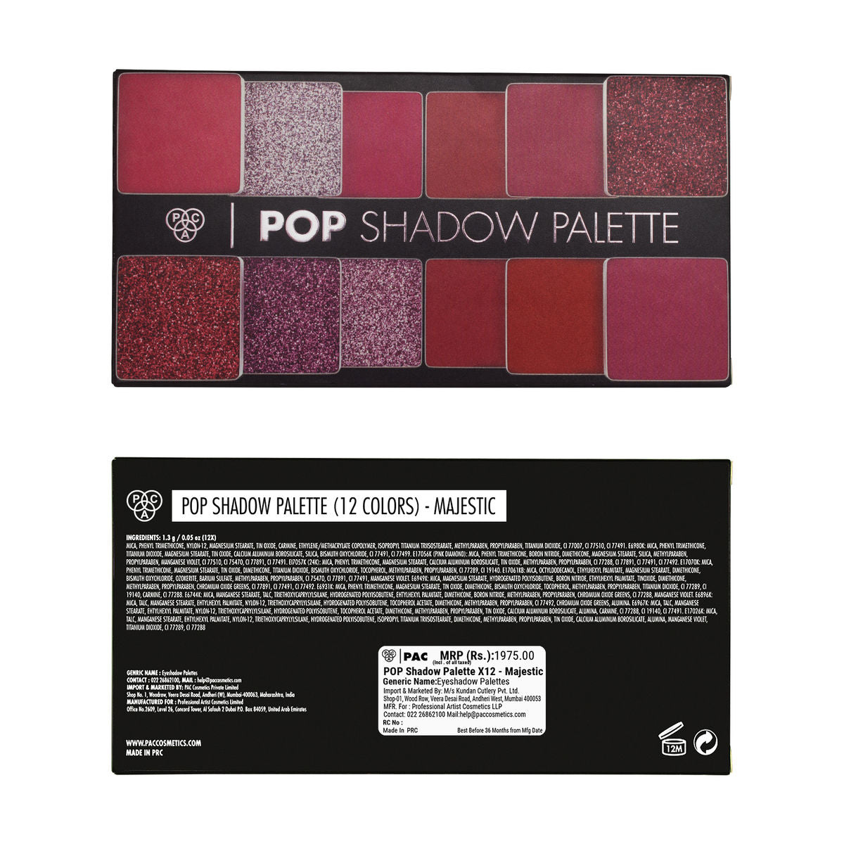 PAC Pop Shadow Palette X12 - Majestic PAC