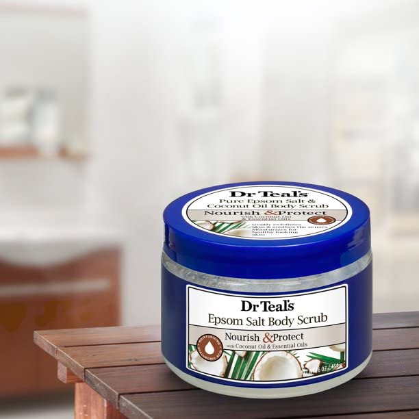 Dr Teal's Epsom Salt Nourish & Protect with Coconut Oil Essential Oils  Body Scrub (454g) Dr Teal's