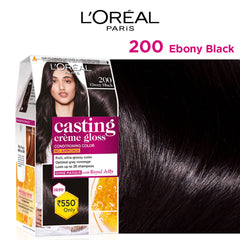 L'Oreal Paris Casting Creme Gloss Hair Color - Ebony Black 200 (87.5 g + 72 ml) L'Oreal Paris