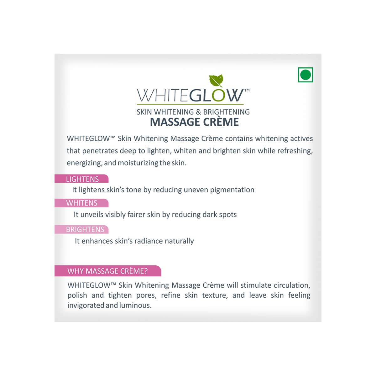 Lotus Herbals Whiteglow Skin Whitening & Brightening Massage Cream (60 g) Lotus Herbals