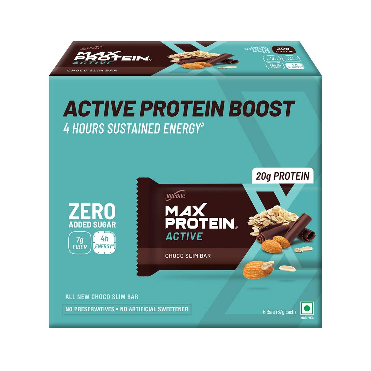 Max Protein Active Choco Slim - 20g Protein (Pack of 6) RiteBite Max Protein