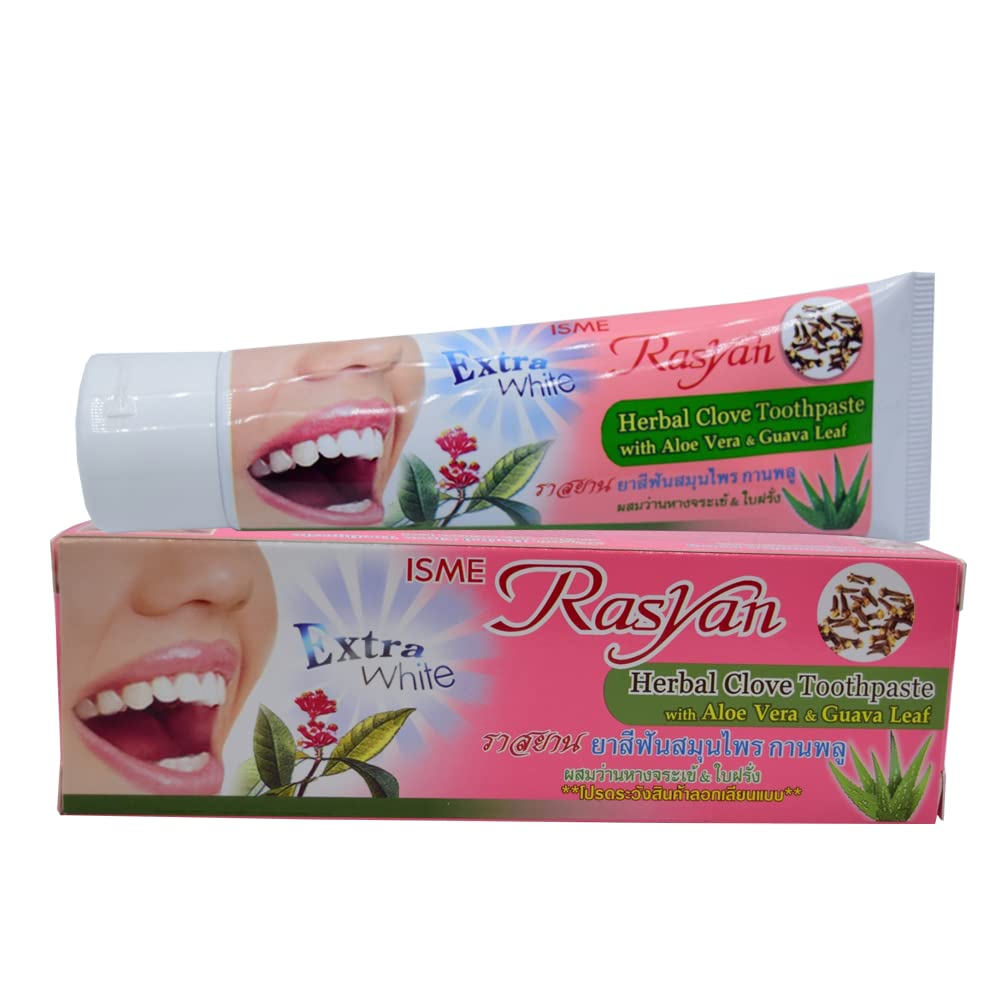 Isme Rasyan Extra White Herbal Clove Toothpaste with Aloe Vera and Guava Leaf (100g) Isme Rasyan