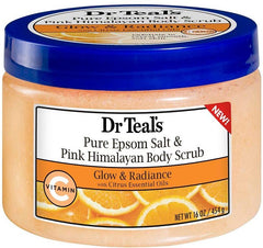 Dr Teal's Pink Himalayan Salt Glow & Radiance With Pure Epsom Salts & Citrus Essential Oils Body Scrub (454g) Dr Teal's