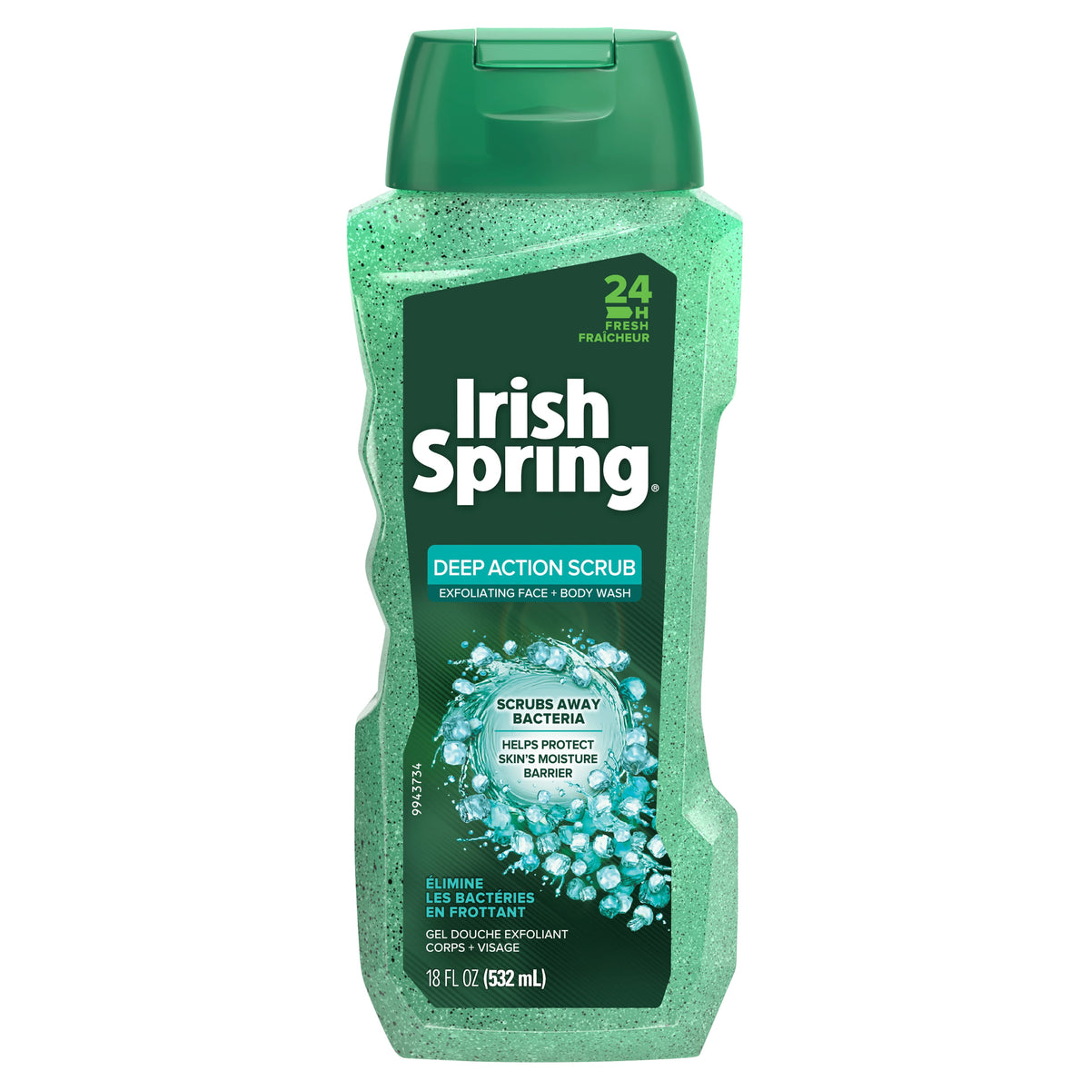 Irish Spring Deep Action Scrub Exfoliating Face + Bodywash (532ml) Irish Spring