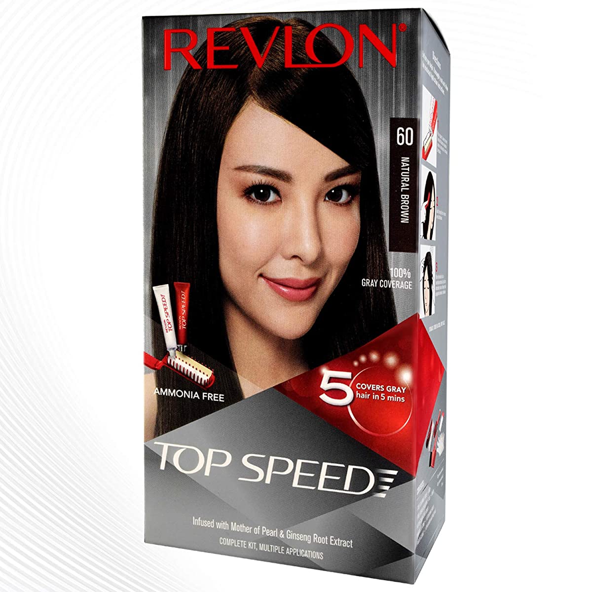 Revlon Top Speed Hair Color 60 Natural Brown (40 g + 40 g + 15 ml) Revlon