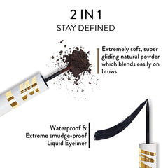 Myglamm Stay Defined Liquid Eyeliner Brow Powder 01 Walnut & Ebony (2.8 ml - 1 gm) Myglamm