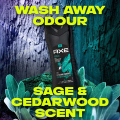 AXE Apollo Sage & Cedalwood Scent 3 In 1 Body Face & Hair Wash (400ml) Axe