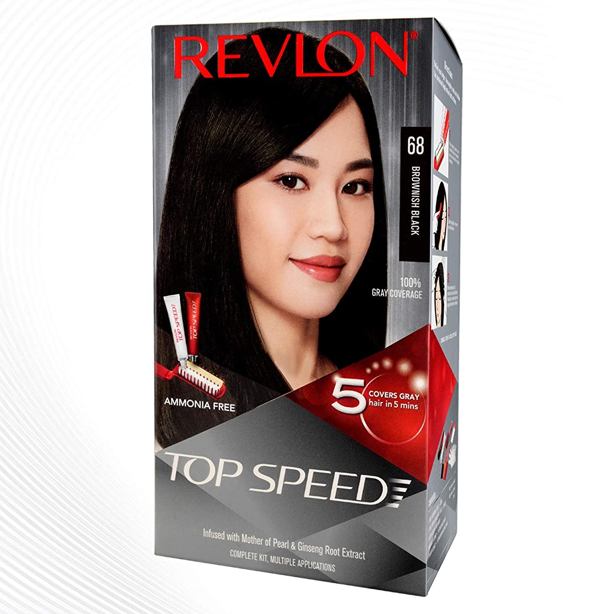 Revlon Top Speed Hair Color 68 Brownish Black (40 g + 40 g + 15 ml) Revlon