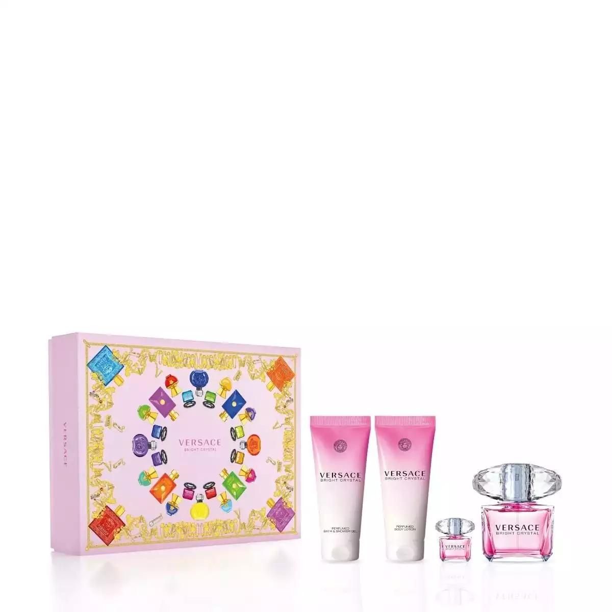 Versace Bright Crystal 4pc Gift Set (100 ml+100 ml+90 ml+5 ml) Versace