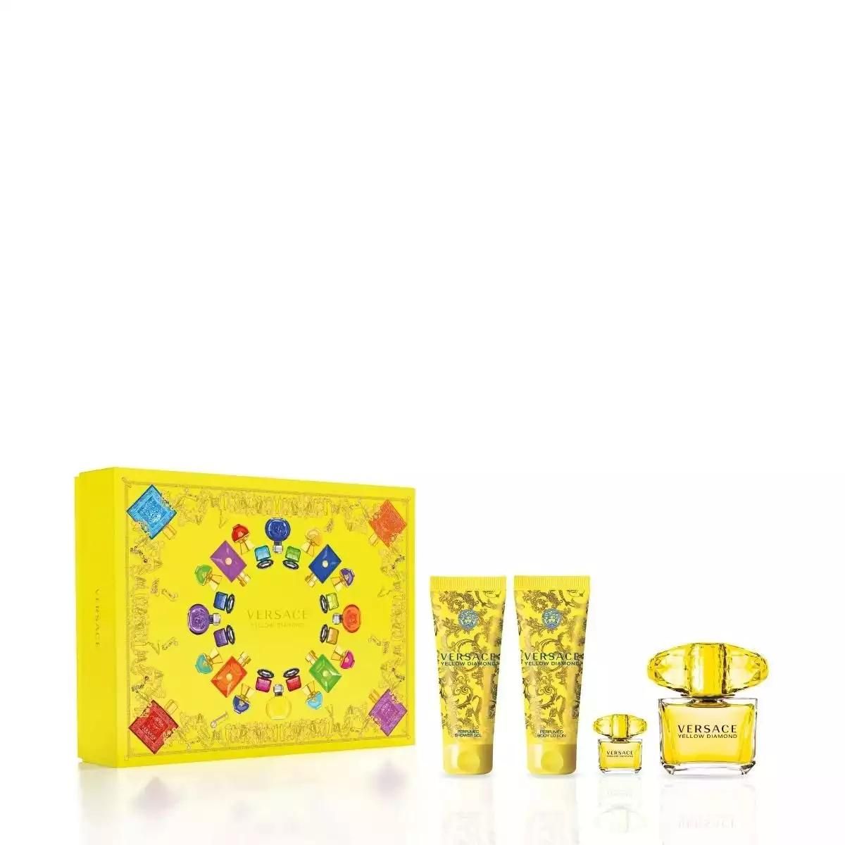 Versace Yellow Diamond 4pc Gift Set (100 ml+100 ml+90 ml+5 ml) Versace