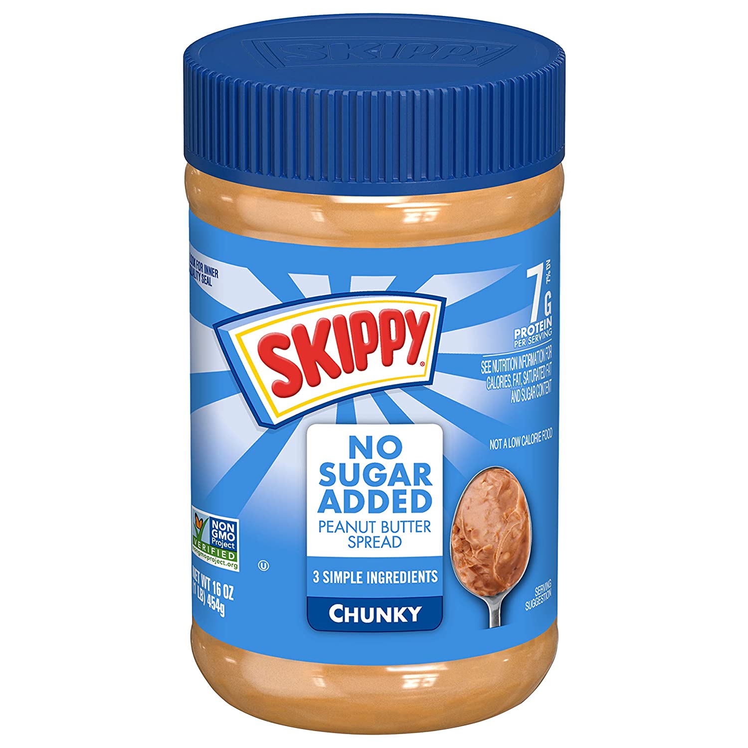 Skippy Chunky Peanut Butter Spread No Sugar Added (454g) Skippy