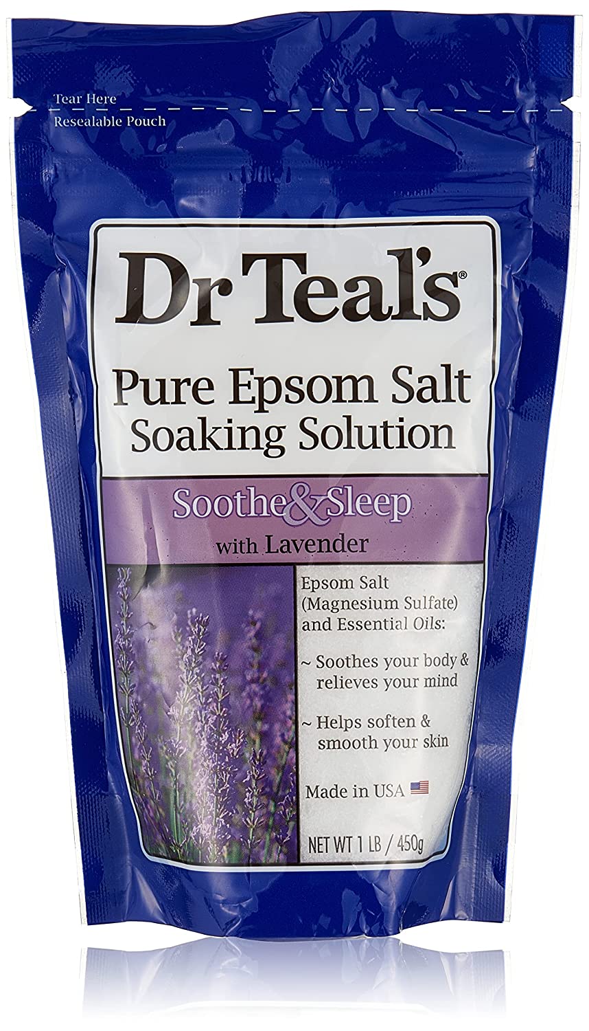 Dr Teal's Pure Epsom Soaking Solution Smooth & Sleep with Lavender Bath Salt (450g) Beautiful